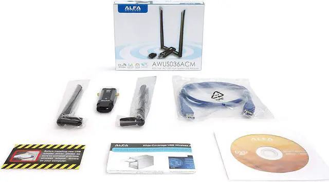 Alt view image 2 of 7 - AWUS036ACM Long-Range Wide-Coverage Dual-Band AC1200 USB Wireless Wi-Fi Adapter w/High-Sensitivity External Antenna - Windows MacOS & Kali Linux Supported