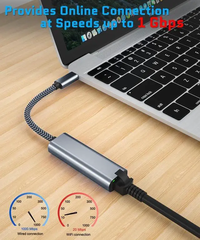 Alt view image 4 of 7 - USB-C Gigabit Ethernet Adapter with Charging Port,Thunderbolt 3 to RJ45 Network Socket with Type-C PD 60W Power Delivery for Chromecast Google TV,MacBook,Mac,iPhone 15,iPad 10 Air 4 5,Dell,Chromebook