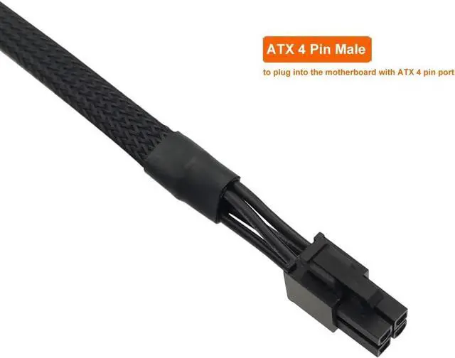 Alt view image 2 of 4 - (2-Pack) YEZriler ATX 4 Pin Extension Cable, Motherboard CPU 4pin Male to Female Adapter Sleeved for Power Supply PSUs 20.8-inch (53cm)