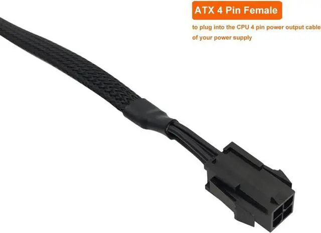 Alt view image 3 of 4 - (2-Pack) YEZriler ATX 4 Pin Extension Cable, Motherboard CPU 4pin Male to Female Adapter Sleeved for Power Supply PSUs 20.8-inch (53cm)