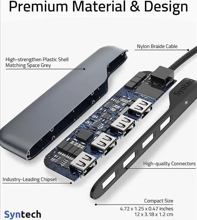 Alt view image 7 of 7 - USB C to USB Hub 4 Ports, Syntech Type C to USB 3.0 Hub with a USB C to USB Adapter (USB 2.0), Thunderbolt 3 to USB Hub Compatible with Thunderbolt 4 MacBook Pro, iPad Pro, iMac