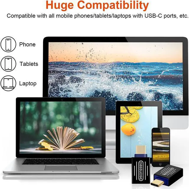 Alt view image 7 of 7 - 4-Pack USB C to USB Adapter(Gold-Plated) Thunderbolt 3 Male to USB 3.0 Female OTG Adapter for MacBook Pro iMac iPad Pro Pixelbook Chromebook Microsoft Surface Go and Other Type C Device(Black)