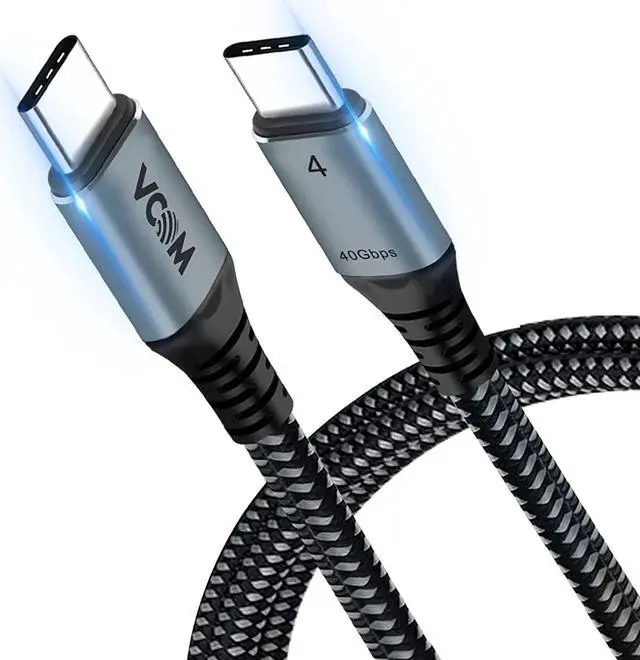 Main image of VCOM USB 4 Cable for Thunderbolt 4 Cable 4 FT, 100W Cable with 40Gbps Data and 8K@30Hz 5K@60Hz or Dual 4K Video,Compatible with Thunderbolt 3/4 Cable and USB-C,for MacBooks,Hub, Docking, and More