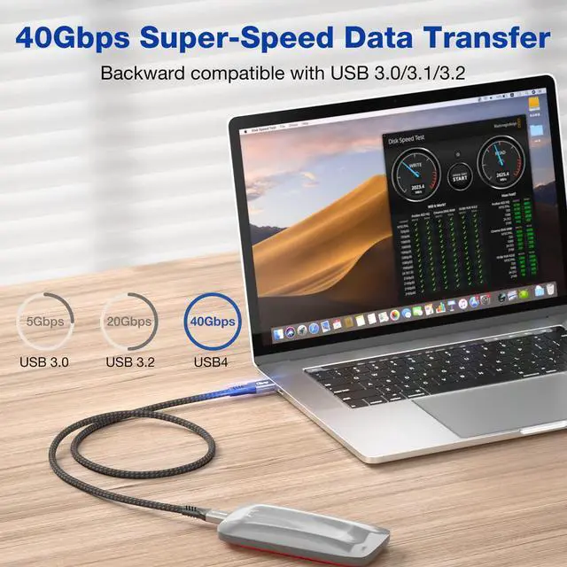 Alt view image 2 of 7 - Certified USB4 Cable for Thunderbolt 4 Cable, 40Gbps Data Transfer & 100W PD Charging, 8K/6K@60Hz or Dual 4K Video Cord for Thunderbolt 3/4, Laptop, eGPU, Mac Studio, Studio Display, Hub (2.62FT)