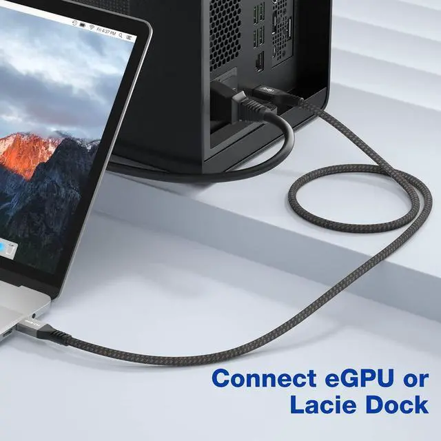 Alt view image 7 of 7 - Certified USB4 Cable for Thunderbolt 4 Cable, 40Gbps Data Transfer & 100W PD Charging, 8K/6K@60Hz or Dual 4K Video Cord for Thunderbolt 3/4, Laptop, eGPU, Mac Studio, Studio Display, Hub (2.62FT)