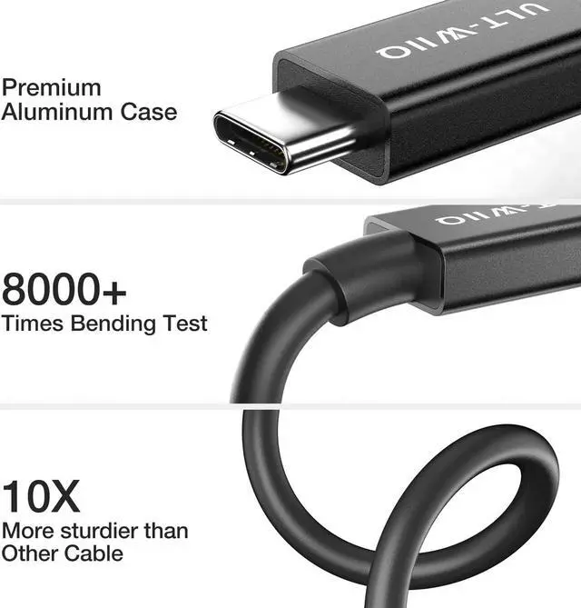Alt view image 6 of 7 - Thunderbolt 4 Cable 2.62FT, 40Gbps Data Transfer & 100W PD Charging, 8K/6K@60Hz or Dual 4K Video Cable, Compatible with Thunderbolt 3/4 devices, MacBook, External SSD, eGPU, Type C Docking Station