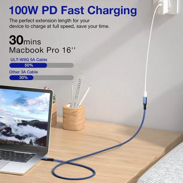Alt view image 6 of 7 - USB4 Extension Cable 2.62Ft, Thunderbolt 3 & 4 Extension Cable, USB C 4.0 Support PD 100W 20V5A, 40Gbps Transfer, 8K@60Hz, 6K/4K@60Hz Video for Dell/HP/Anker Dock, MacBook, iMac, Dell XPS, Intel NUC