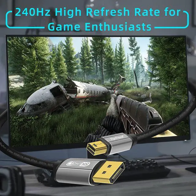 Alt view image 4 of 7 - Mini Displayport Cable 3ft 8K DP [Display Port] Cable 1.4 Supports to 8K 60Hz 4K 144Hz 1080p 240Hz HBR3 32.4Gbps HDR HDCP 2.2 G-sync and Freesync on The Gaming Monitor HDTV Laptop etc