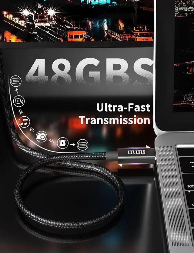 Alt view image 6 of 7 - Thunderbolt 4 Cable USB4 Compatible with Thunderbolt 4 Cable 3.3ft / 1M Support 8K Display / 40Gbps Data Transfer / 100W Charging with Thunderbolt 4 USB4 Thunderbolt 3 USB-C (Certified)