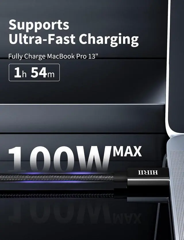 Alt view image 4 of 7 - Thunderbolt 4 Cable USB4 Compatible with Thunderbolt 4 Cable 3.3ft / 1M Support 8K Display / 40Gbps Data Transfer / 100W Charging with Thunderbolt 4 USB4 Thunderbolt 3 USB-C (Certified)