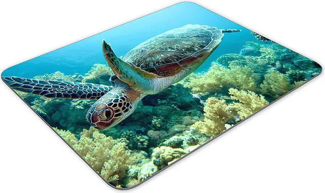Alt view image 2 of 2 - Green sea Turtle Mouse pad Natural Rubber Mouse Pad Quality Creative Wrist-Protected Wristbands Personalized Desk Mouse Pad (9.5 inch x 7.9 inch)
