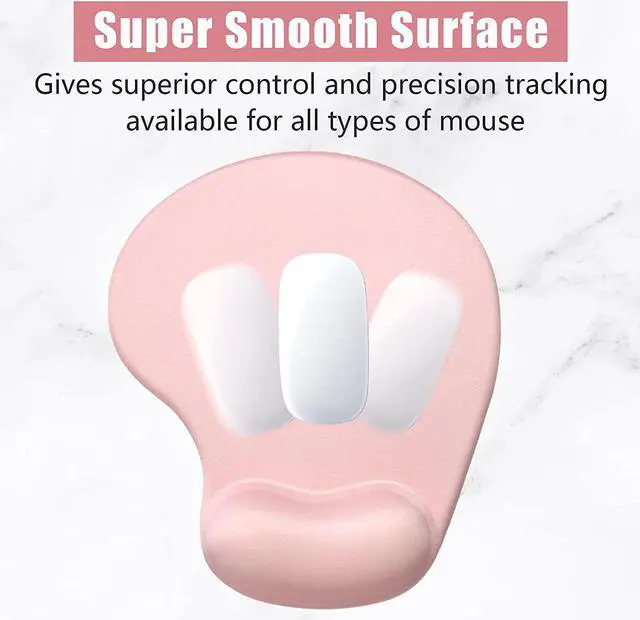 Alt view image 4 of 6 - Ergonomic Mouse Pad with Wrist Rest Support Gel Mouse Pads with Non-Slip PU Base Pain Relief Memory Foam Mousepad for Laptop PC Cute Office Supplies Desk Decro Accessories Pink