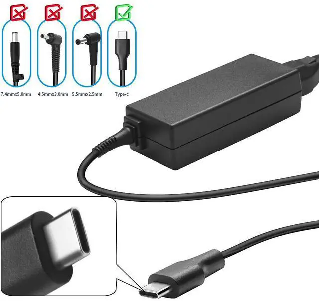 Alt view image 5 of 6 - USB C Laptop Charger 45W, for Asus Chromebook C101PA C101P C101 C213SA C213S C214 C223NA C302CA C302C C523NA C523N C223N C423N More Lenovo Hp Dell Acer Type-C Laptop AC Adapter Power Cord