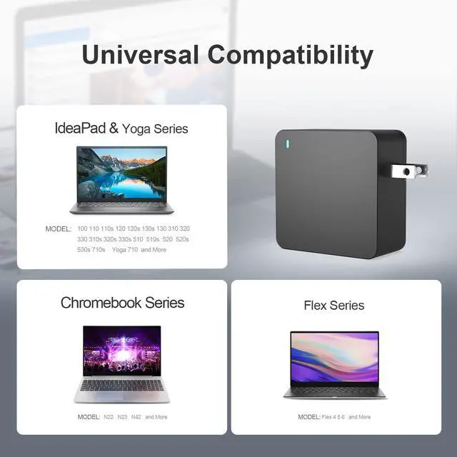 Alt view image 5 of 7 - 65W 45W AC Laptop Charger Fit for Lenovo Ideapad L340 340 L340-15 L340-17 L340-15IWL Touch L340-17IWL Power Supply Adapter Cord