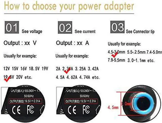 Alt view image 2 of 7 - 45W AC Adapter Laptop Charger Compatible for HP Notebook 15 Charger 15-ay041wm 15-ay011nr 15-ay196nr 15-ay191ms 15-ay195nr 15-ac121dx 15-af131dx 15-af113cl 15-af123cl Notebook PC Power Supply Cord