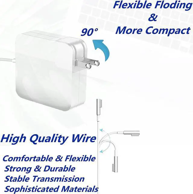 Alt view image 3 of 6 - Replacement Mac Book Air Charger, AC 45W L-Tip Power Adapter Charger Compatible with Mac Book Air 11/13 inch (Before Mid 2012)