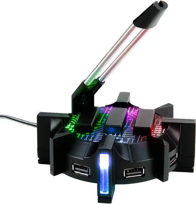 Main image of ENHANCE Pro Gaming Mouse Bungee Cable Holder with 4 Port USB Hub - Cord Holder with 7 LED Color Modes with RGB Lighting - Wire & Cord Management Support for Improved Accuracy, Stabilized Design