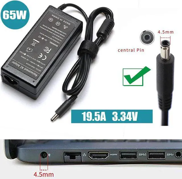 Alt view image 2 of 7 - 65W AC Adapter Charger Replacement for Dell Inspiron 15 3000 Charger 3552 3558 3576 3580 5551 5557 5558 5559 5566 5567 5568 5570 5582 5583 5584 7537 7560 7570 7572 7573 7579 7580 Laptop Power Cord