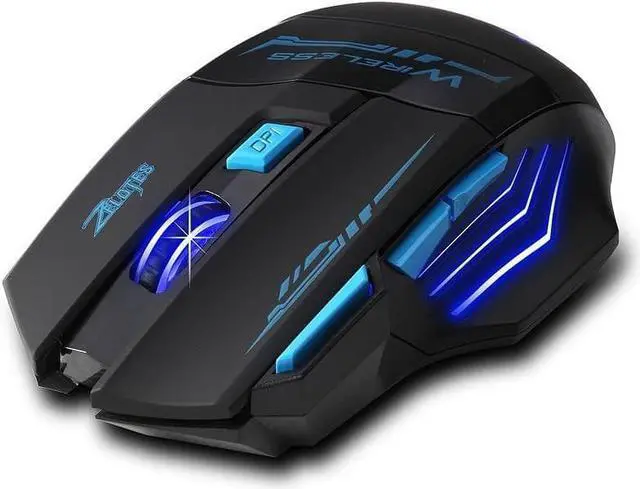 Alt view image 4 of 7 - zelotes F14 Professional Blue LED 2400 DPI USB 2.4G Optical Wireless Gaming Mouse Mice for Laptop,Desktop,PC,MacBook (Black)