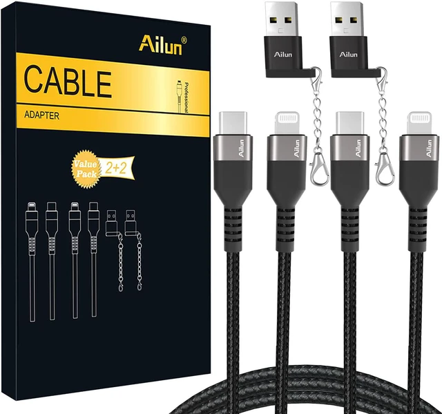 Main image of USB C to Lightning Cable 2Pack 6ft MFi Certified and 2Pack Adapter