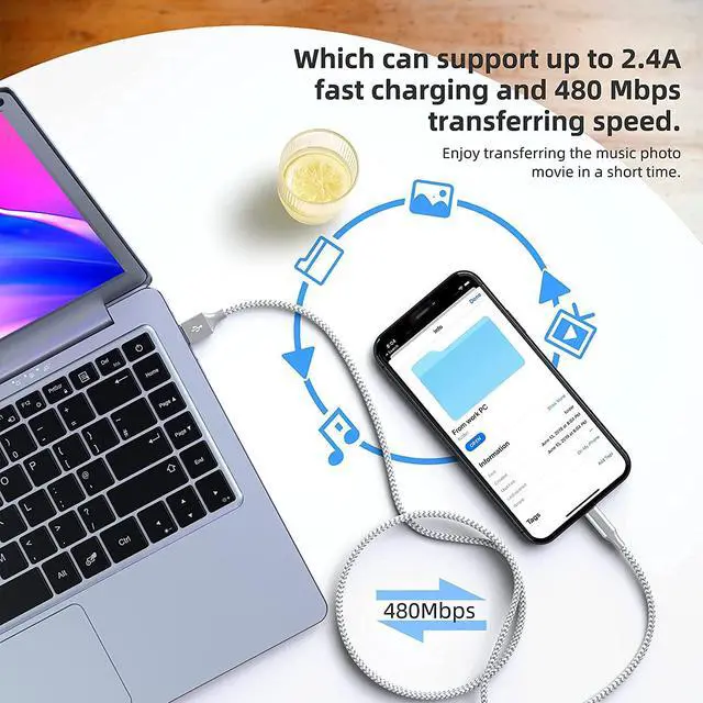 Alt view image 6 of 7 - iPhone Charger [Apple MFi Certified] 3pack 10FT Long Lightning Cable Fast Charging High Speed Data Sync USB Cable Compatible iPhone 13/12/11 Pro Max/XS MAX/XR/XS/X/8/7/Plus/6S (Grey White)