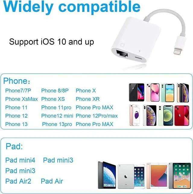 Alt view image 4 of 7 - RJ45 Ethernet Adapter for lPhone[Compatible with Apple MFi Certified],10/100Mbps,Support iOS 15, Ethernet Adapter with Charge Port