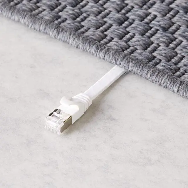 Alt view image 4 of 5 - Basics RJ45 Cat 7 Ethernet Patch Cable, Flat, 600MHz, Snagless, Includes 25 Nails for Printer, 100 Foot, White