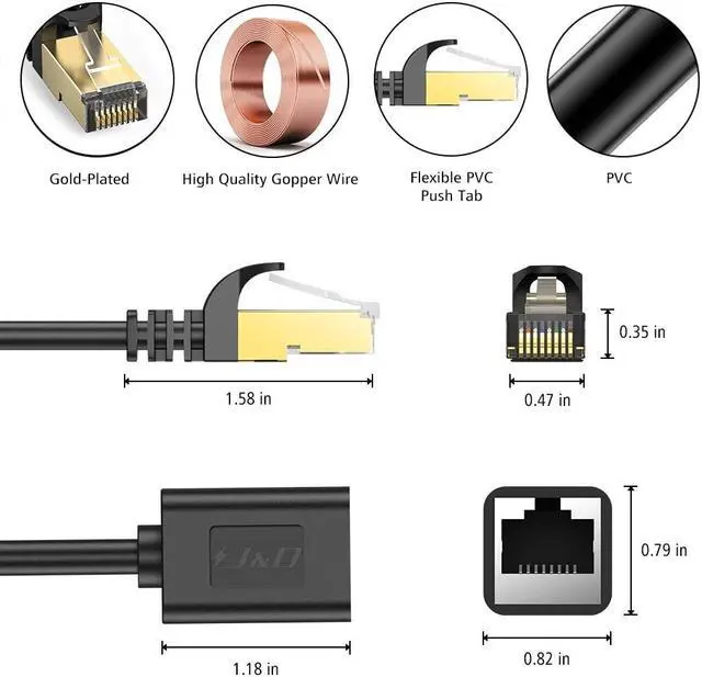 Alt view image 2 of 7 - J&D Ethernet Extension Cable, Cat 6 Ethernet Extender Cable Adapter (3 Feet) Support Cat6 / Cat5e / Cat5 Standards, RJ45 Cords Shielded Male to Female