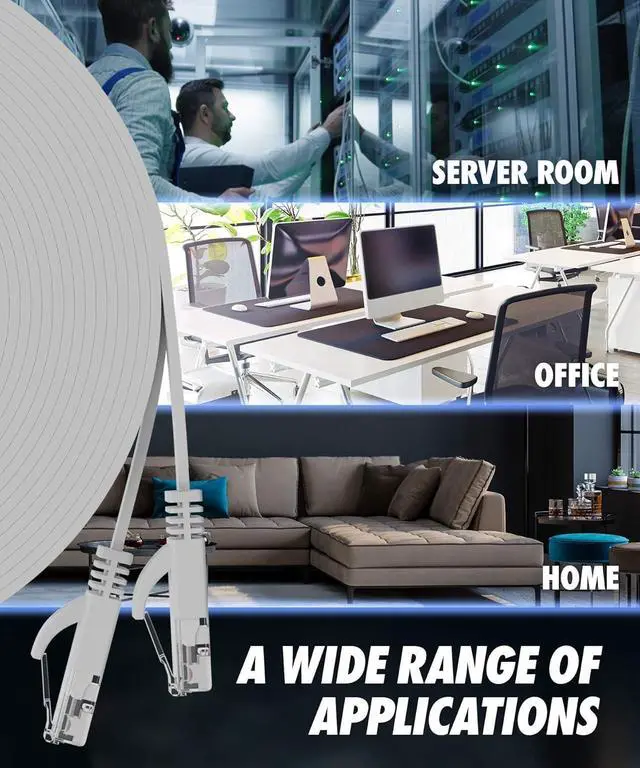 Alt view image 7 of 7 - Ultra Clarity Cables Cat 6 Ethernet Cable, Flat 50 Feet LAN, UTP Cat 6, RJ45, Network Cord, Patch, Internet Cable - 50 ft - White