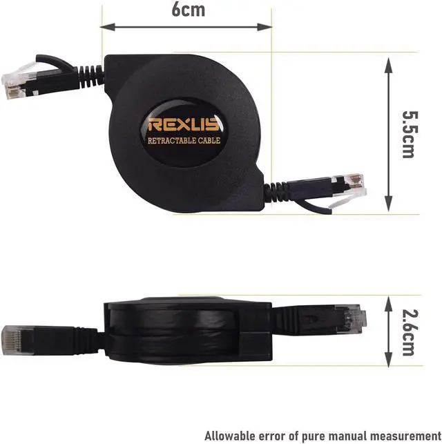 Alt view image 2 of 7 - Retractable Cat 6 Flat Ethernet Network Cable 6.6 FT 10 Gigabit High Speed LAN Wires Internet Patch Cable with RJ45 Connector for Xbox PS4 Router Modem Switch(C6R20)