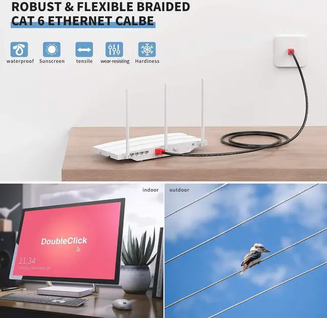 Alt view image 6 of 7 - Outdoor Cat 6 Ethernet Cable 350ft, XXONE 26AWG Heavy-Duty Cat6 Networking Cord Patch Cable RJ45 LAN Wire Cable FTP Waterproof Direct Burial