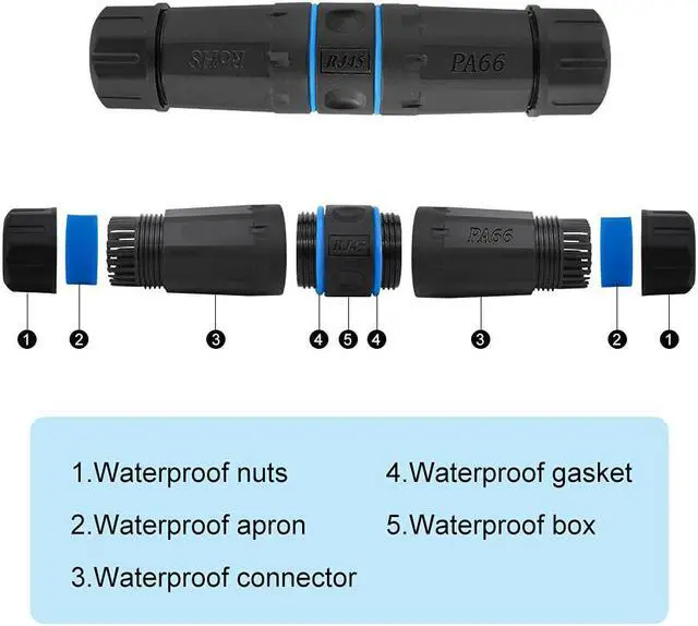 Alt view image 4 of 6 - iwillink Waterproof RJ45 Coupler, Shielded Female to Female Waterproof Ethernet Coupler, IP68 Ethernet Outdoor LAN Cable Connector for Cat5e/Cat6/Cat7 Ethernet Cable, (5 Pack)