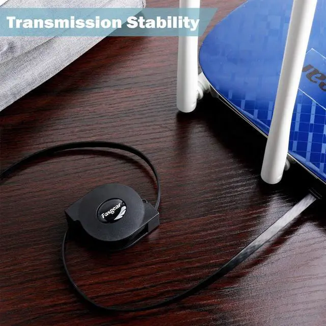 Alt view image 4 of 6 - Fasgear Cat6 Ethernet Cable [1 Pack 1m/3ft Black] Adjustable Flat Internet Network LAN Patch Cord High Speed 10Gbps Cat6 Computer Wire with RJ45 Connectors for Modem Router, PC, Mac, Laptop