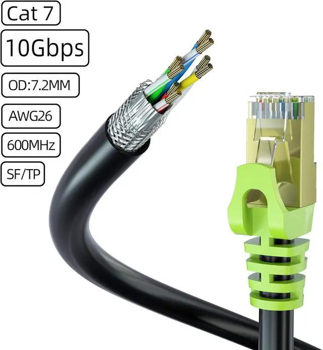 Alt view image 4 of 6 - Outdoor Cat 7 Ethernet Cable 300ft, 26AWG Heavy-Duty Cat7 Networking Cord Patch Cable RJ45 Transmission Speed 10GbpsTransmission Bandwidth 600Mhz LAN Wire Cable SFTP Waterproof Direct Burial