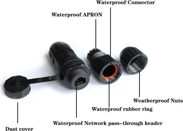 Alt view image 3 of 6 - RJ45 Waterproof Connector Female to Female Panel Mount 8P8C CAT 6 CAT 5 CAT 5E M20 IP67 Ethernet LAN Cable Coupler Outdoor Adapter Weatherproof Connection (6-Pack)