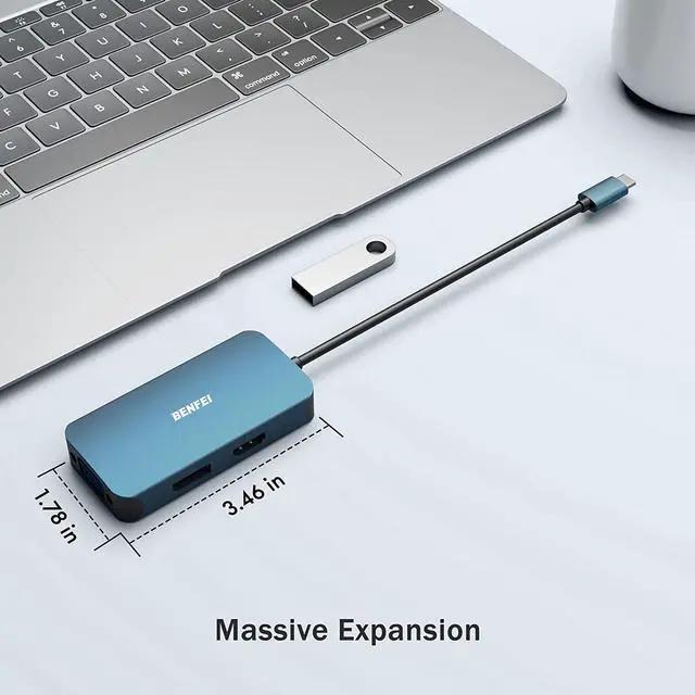 Alt view image 7 of 7 - USB C to HDMI VGA DisplayPort Adapter USB Type-C to HDMI VGA DisplayPort MST Hub Compatible for MacBook Pro 2019/2018/2017 Surface Book 2 Dell XPS 13/15 and More