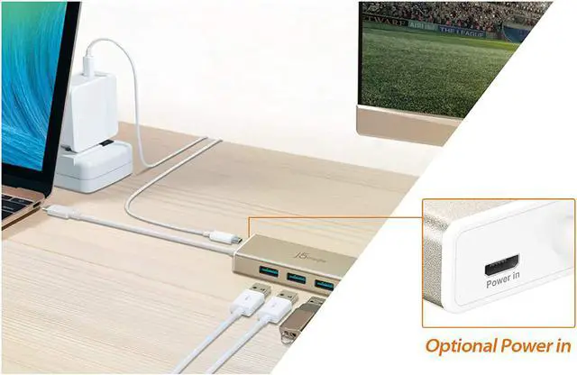 Alt view image 4 of 7 - j5create USB 3.1 Type C to 3 USB 3.0 Hub with 4K HDMI Port (JCH451)