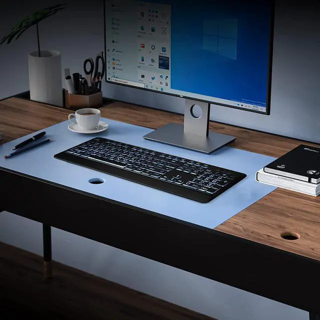 Alt view image 7 of 7 - Large Print Backlit Keyboard, Quiet USB Wired Computer Keyboard, Full Size Keyboard with White Illuminated LED Compatible for Windows Desktop, Laptop, PC, Gaming, Black