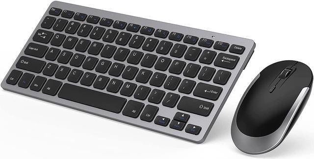 Main image of Compact Wireless Keyboard Mouse, 2.4GHz Ultra Thin Small Wireless Keyboard Mouse Combo for Desktop, Laptop (Black and Gray)