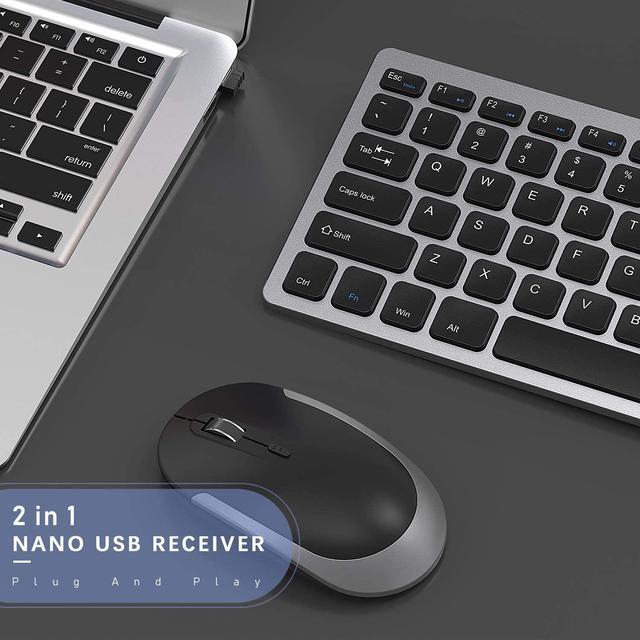 Alt view image 2 of 7 - Compact Wireless Keyboard Mouse, 2.4GHz Ultra Thin Small Wireless Keyboard Mouse Combo for Desktop, Laptop (Black and Gray)