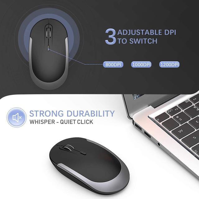 Alt view image 4 of 7 - Compact Wireless Keyboard Mouse, 2.4GHz Ultra Thin Small Wireless Keyboard Mouse Combo for Desktop, Laptop (Black and Gray)