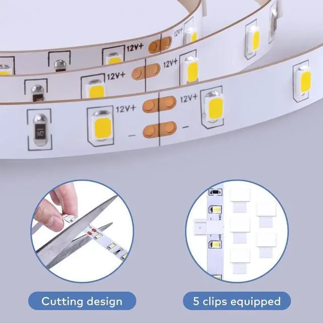 Alt view image 4 of 7 - White LED Strip Lights Upgraded 16.4ft Dimmable LED Light Strip 6500K Bright Daylight White Strong Adhesive 300 LEDs Flexible Tape Lights for Mirror Kitchen Cabinet Bedroom Christmas Decor