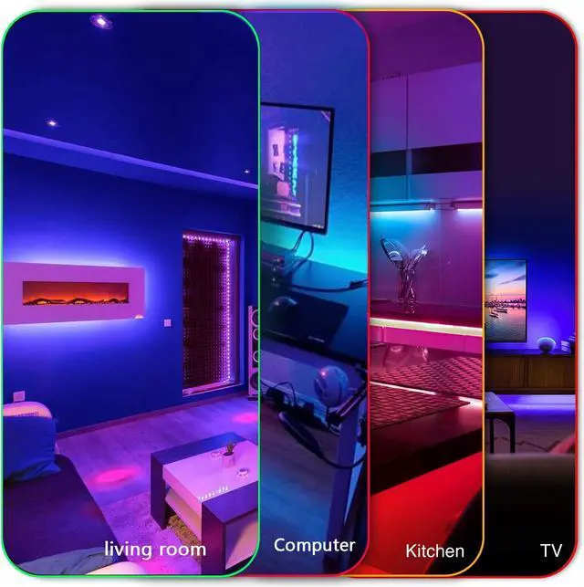 Alt view image 3 of 6 - Led Strip Lights 50ft Color Changing Led Light Strip with Remote Control 5050 RGB Strip Lighting Suitable for Home Decor Living Room Kitchen Home Party Decoration