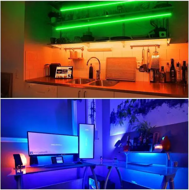 Alt view image 4 of 6 - Led Strip Lights 50ft Color Changing Led Light Strip with Remote Control 5050 RGB Strip Lighting Suitable for Home Decor Living Room Kitchen Home Party Decoration