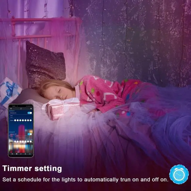 Alt view image 4 of 6 - 100Ft Smart LED Strip Lights Dimmable Color Changing by APP and 40Key Controller Indoor led Strip Lights Sync to Music led Lights for Bedroom