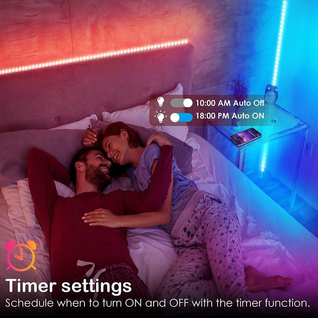 Alt view image 6 of 7 - 100ft LED Strip Lights, Maylit Ultra Long Music Sync Timing LED Lights for Bedroom, Kitchen, Bar, Ceiling, Dorm Room Decor with APP and Remote Control, RGB Color Changing LED Light Strips