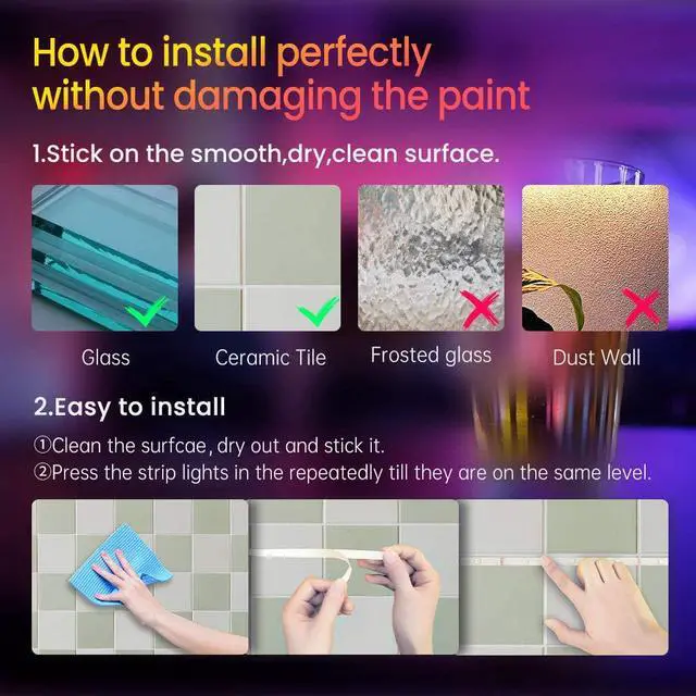 Alt view image 6 of 7 - 60ft Bluetooth LED Strip Lights Music Sync LED Lights Strip RGB Color Changing LED Lights with Remote Smart Phone APP Control LED Lights for Bedroom Ceiling Room DIY(APP+Remote +Mic/60ftx1)