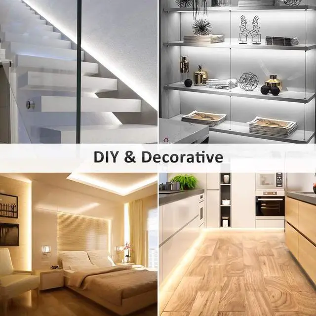 Alt view image 4 of 7 - 20ft Tunable White LED Strip Light Kit Dimmable 3000K-6500K 24V Tape Light with RF Remote Flexible Rope LED Ribbon for Bedroom Home Lighting Mirror Kitchen Bar Cabinet Daylight Warm White