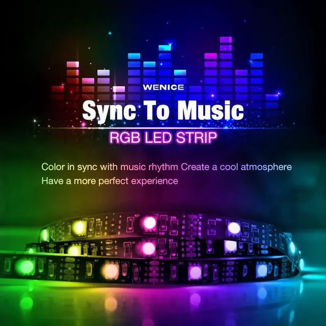 Alt view image 2 of 7 - LED Light Strip 14.8ft for TV 55-65inch USB LED Light with APP and Remote