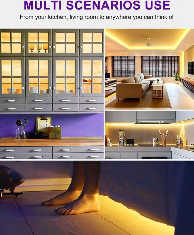 Alt view image 7 of 7 - LED Strip Lights Warm White 3000K 16.4ft High Density Tape Light UL-Listed 600 LEDs 300Lm/ft 12V Flexible Dimmable Rope Lights for Bedroom Kitchen Cabinet (Power Source Not Included)